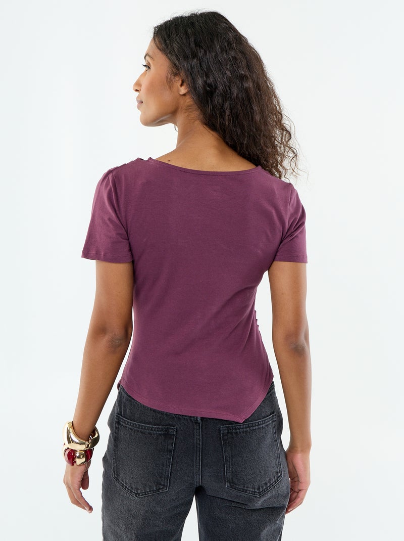T-shirt manches courtes asymétrique Violet - Kiabi