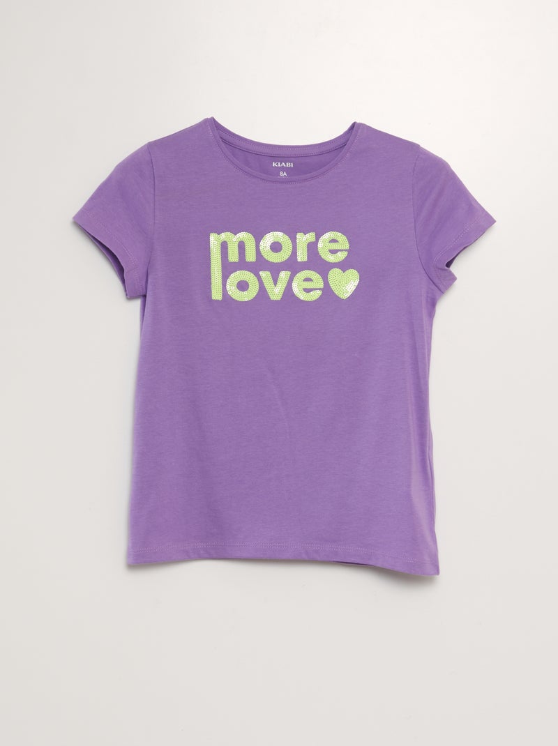 T-shirt manches courtes avec animation Violet - Kiabi