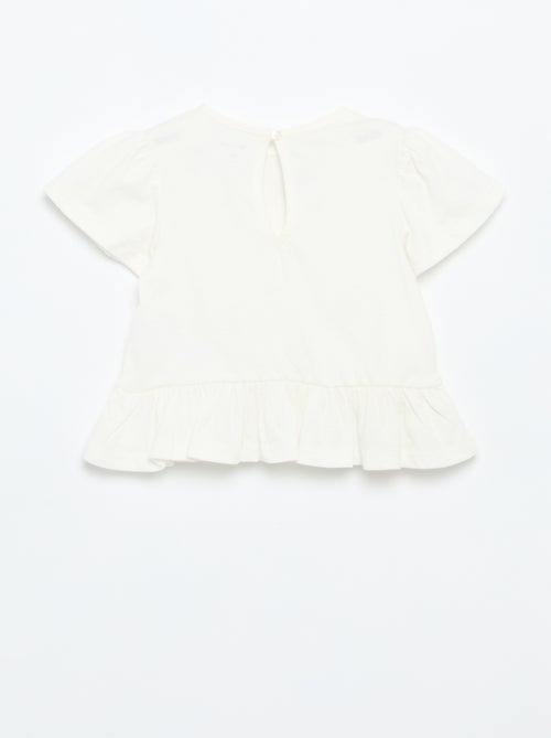 T-shirt manches courtes avec broderies et base volantée - Kiabi
