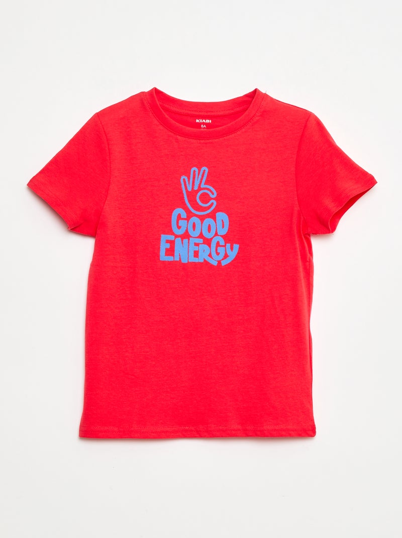 T-shirt manches courtes avec imprimé Rouge - Kiabi