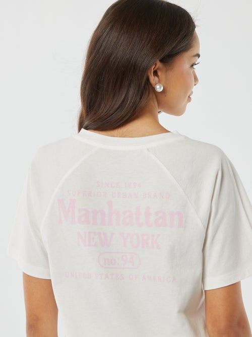 T-shirt manches courtes avec large imprimé au dos 'New York' - Kiabi