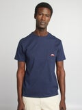 T-shirt manches courtes avec poche poitrine et broderie Bleu - Kiabi