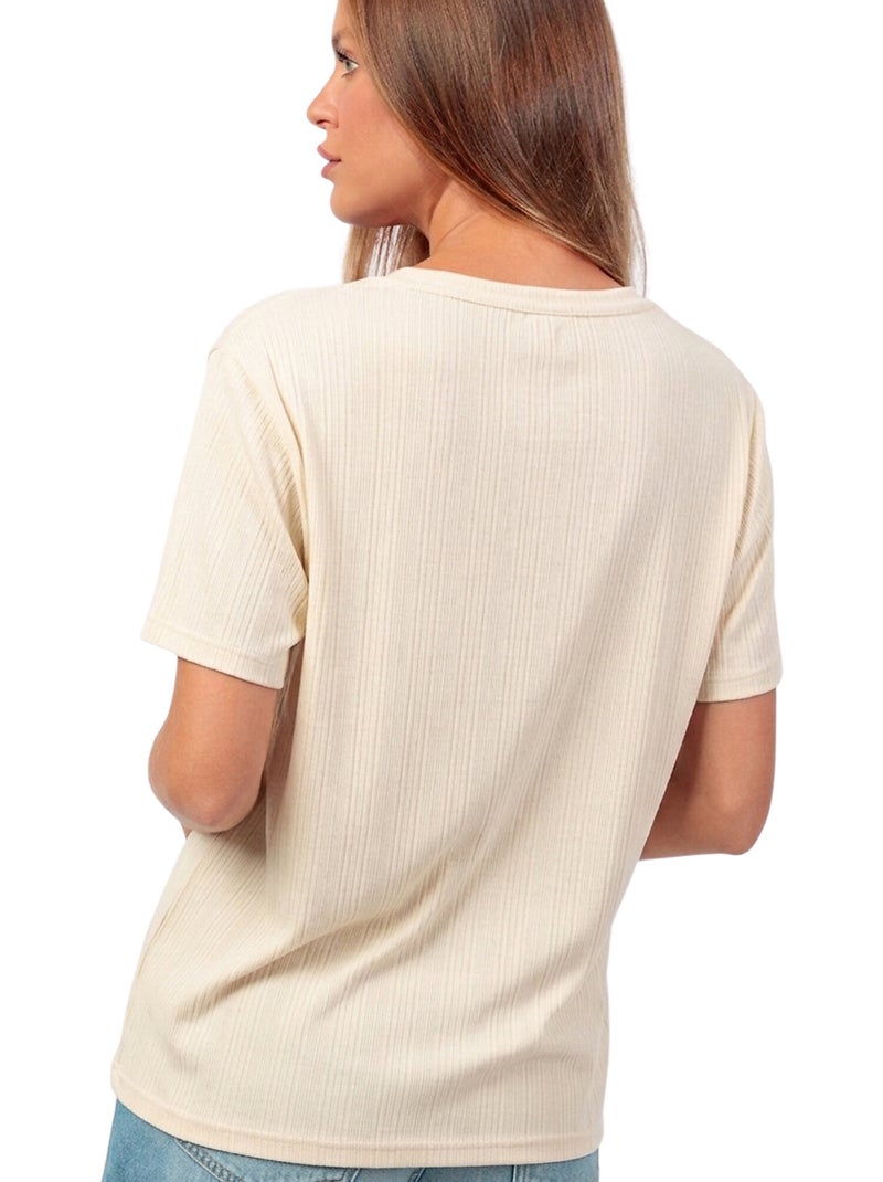 T-shirt manches courtes blouse Ecru - Kiabi