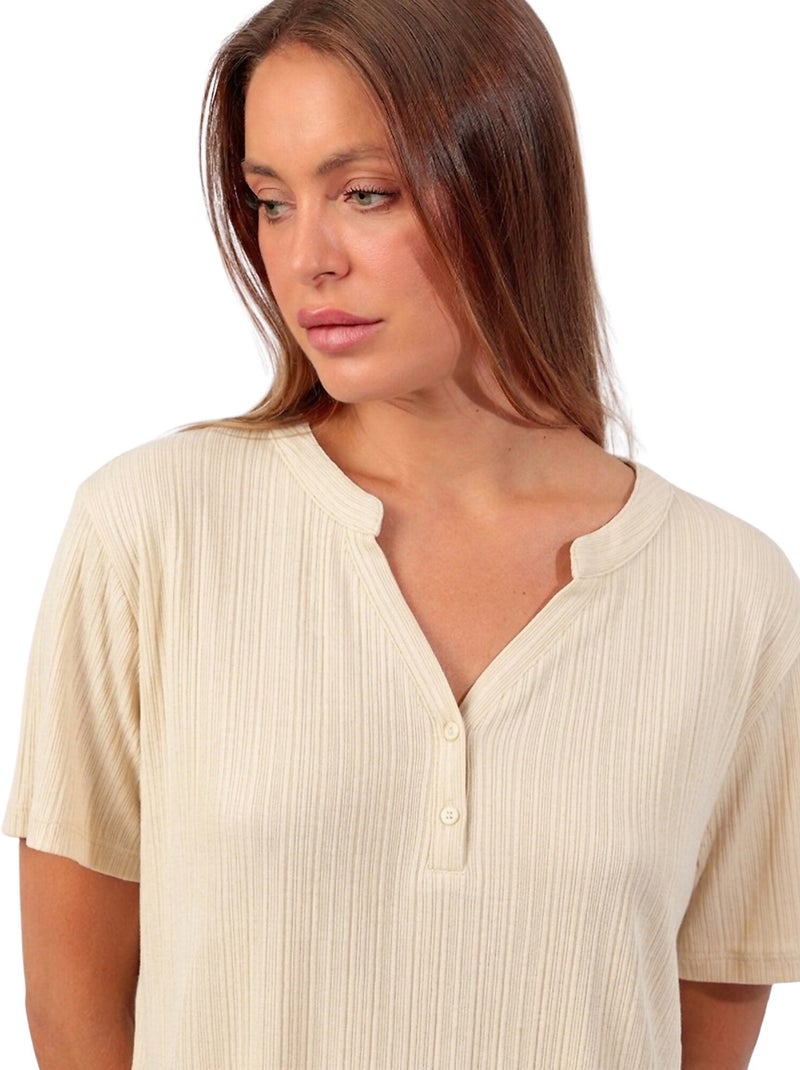 T-shirt manches courtes blouse Ecru - Kiabi