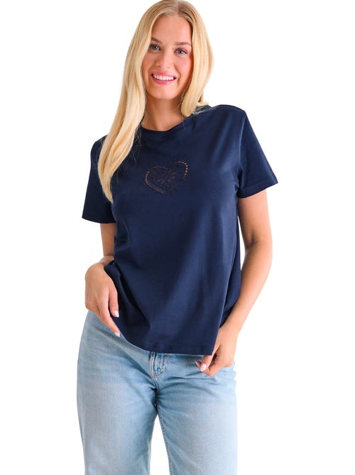 T-shirt manches courtes coeur summertime - Kiabi T-shirt manches courtes coeur summertime - Kiabi