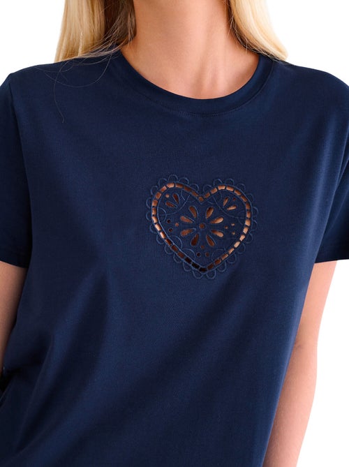T-shirt manches courtes coeur summertime - Kiabi T-shirt manches courtes coeur summertime - Kiabi