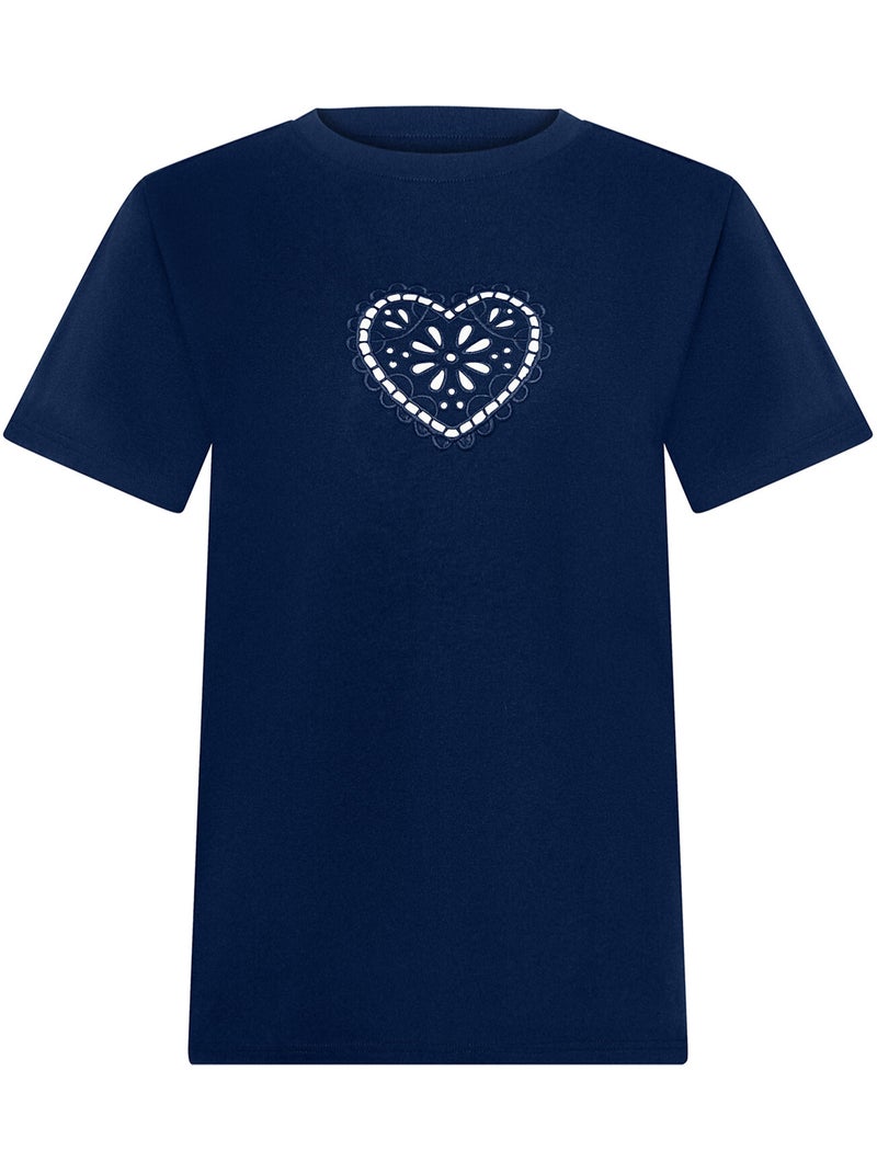 T-shirt manches courtes coeur summertime Bleu - Kiabi