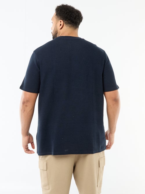 T-shirt manches courtes col rond en jacquard coton - Kiabi
