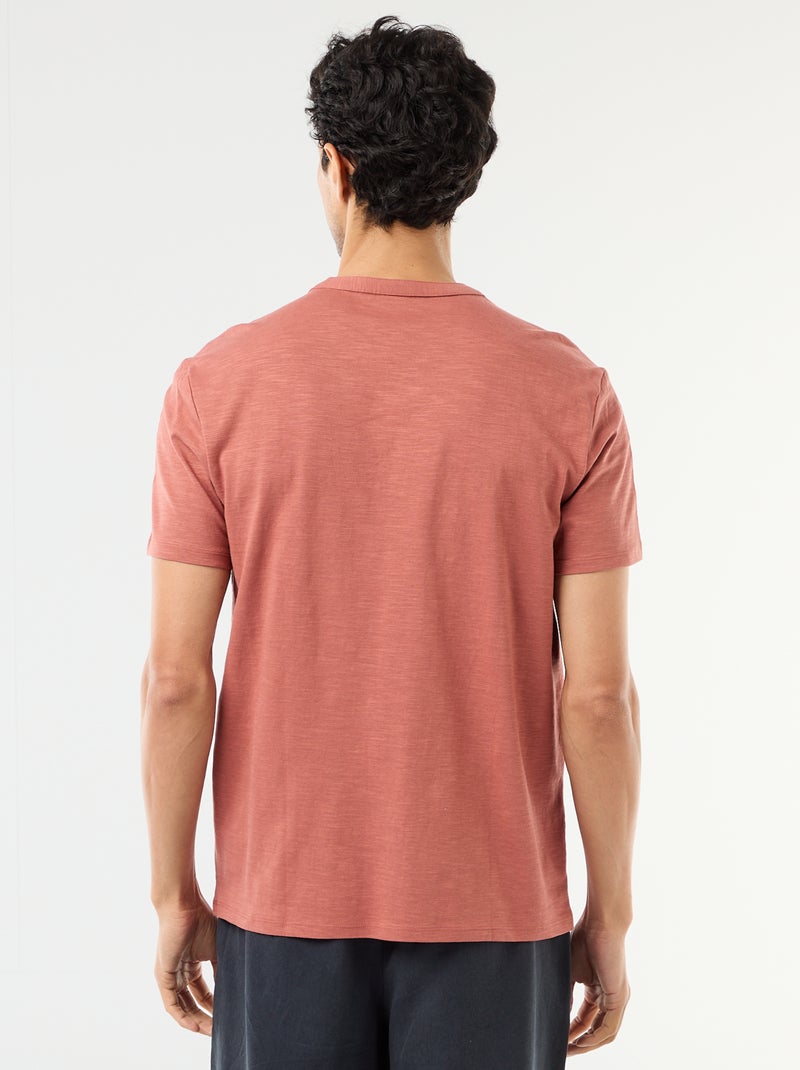 T-shirt manches courtes ? col tunisien Rose - Kiabi