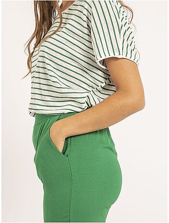 T shirt manches courtes col v rayures ferkus