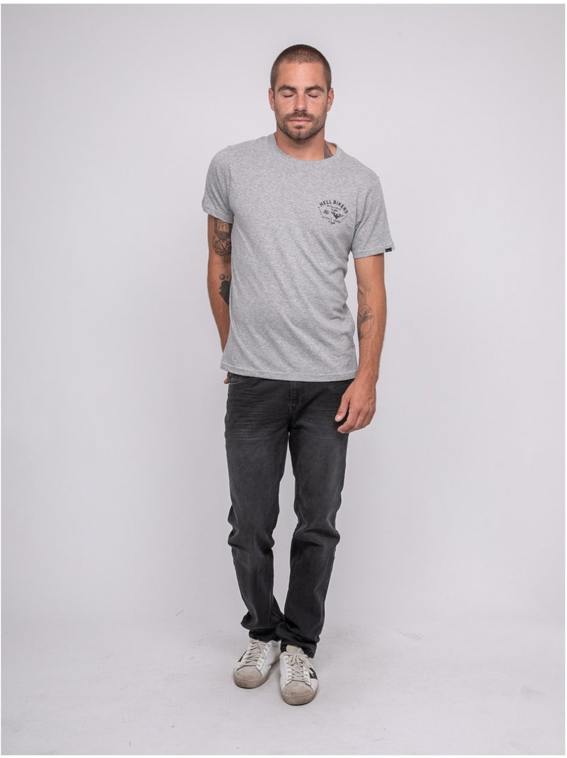 T-shirt manches courtes coton imprimé jopatriot Gris chiné - Kiabi