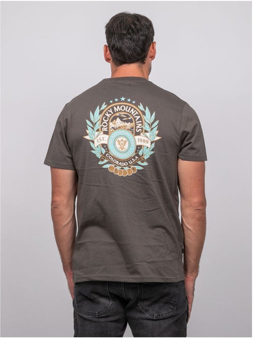 T shirt manches courtes coton motif dos jargus - Kiabi