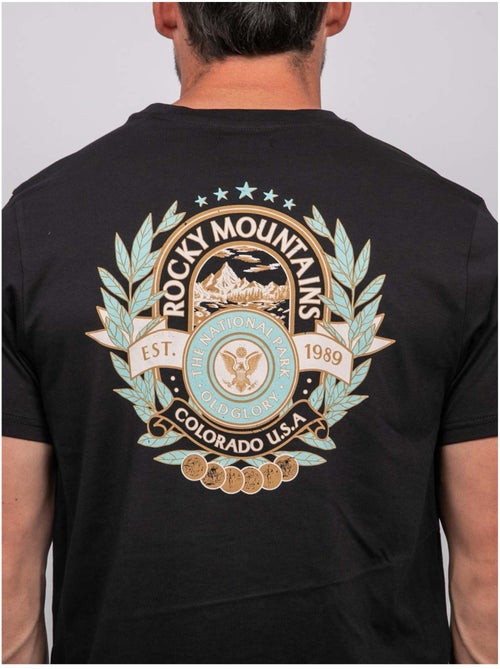 T shirt manches courtes coton motif dos jargus - Kiabi