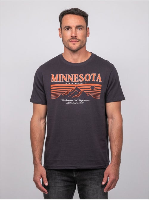 T-shirt manches courtes coton motif montagne jampago - Kiabi