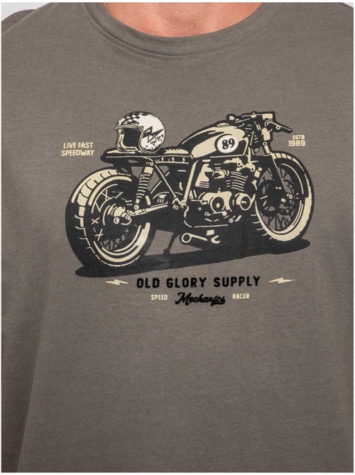 T shirt manches courtes coton motif moto jatoulo - Kiabi