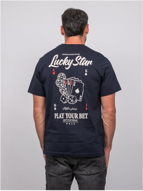 T shirt manches courtes coton motif poker joplayer - Kiabi