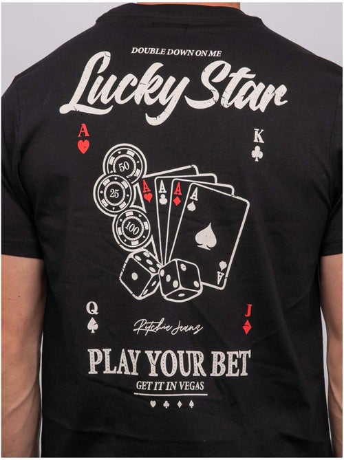 T shirt manches courtes coton motif poker joplayer - Kiabi