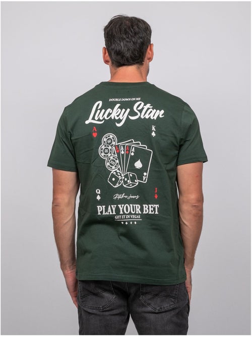 T shirt manches courtes coton motif poker joplayer - Kiabi