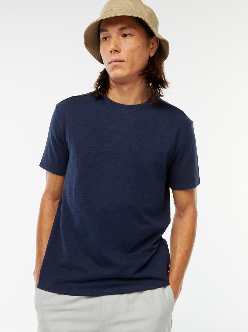 T-shirt manches courtes en maille fantaisie Noir - Kiabi