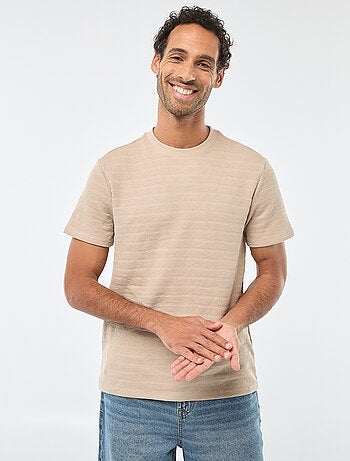 T-shirt manches courtes en maille gaufrée