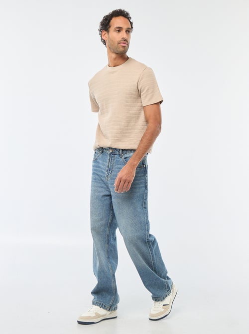 T-shirt manches courtes en maille gaufrée - Kiabi