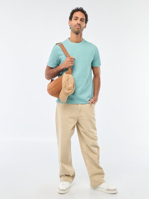 T-shirt manches courtes en maille gaufrée - Kiabi