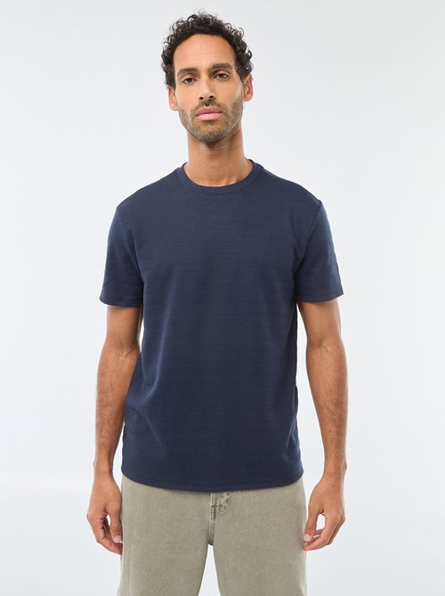 T-shirt manches courtes en maille gaufrée - Kiabi