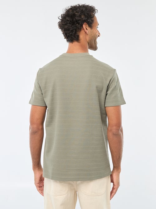 T-shirt manches courtes en maille gaufrée - Kiabi