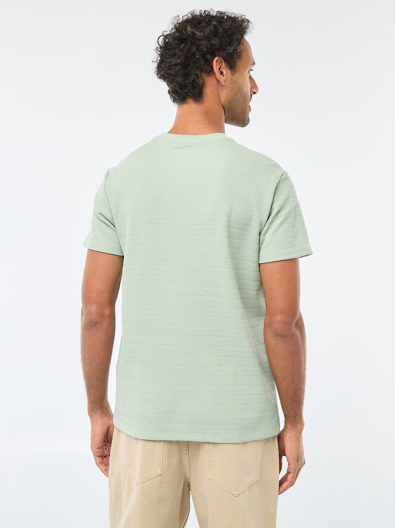 T-shirt manches courtes en maille gaufrée Vert - Kiabi