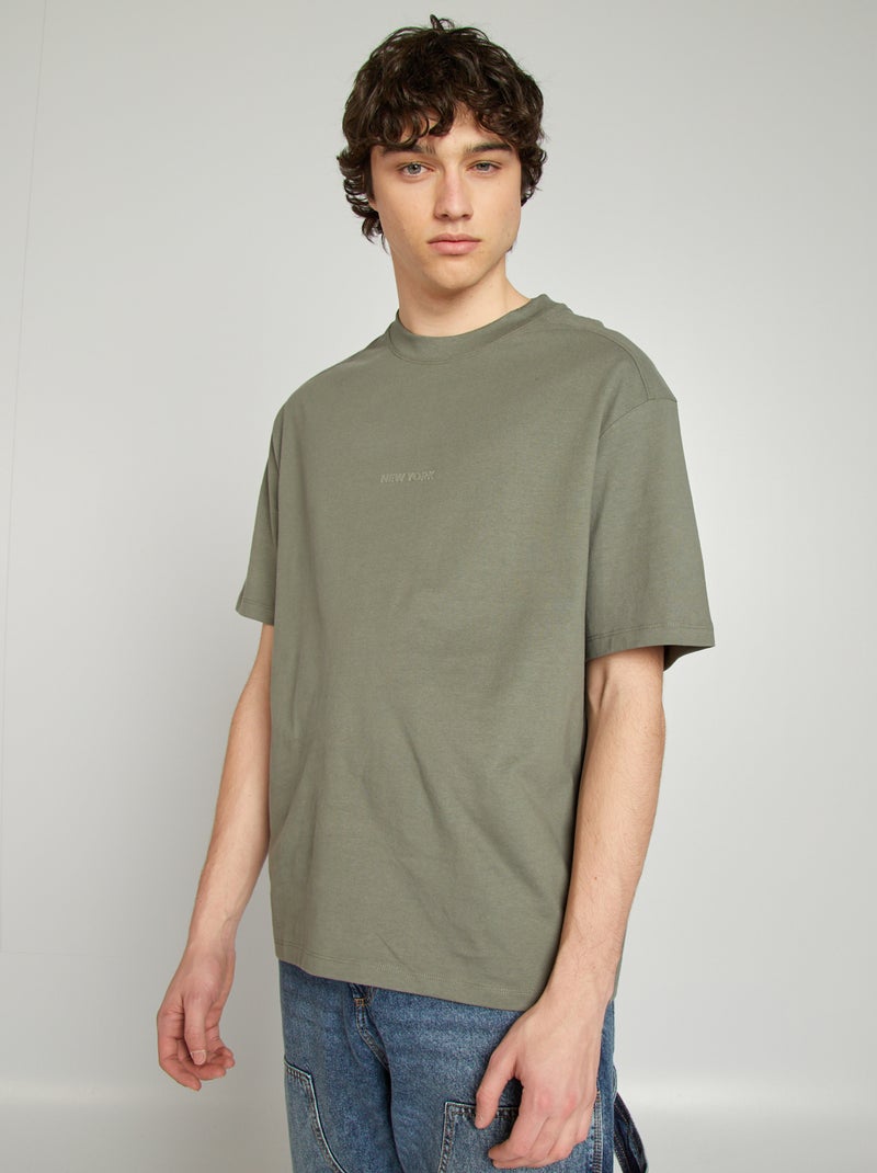 T-shirt manches courtes en maille jersey GRIS - Kiabi