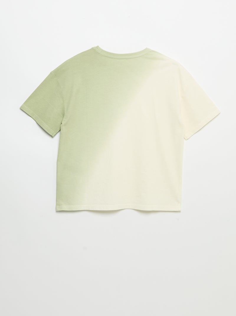 T-shirt manches courtes imprimé avec teinte tie and dye Vert - Kiabi