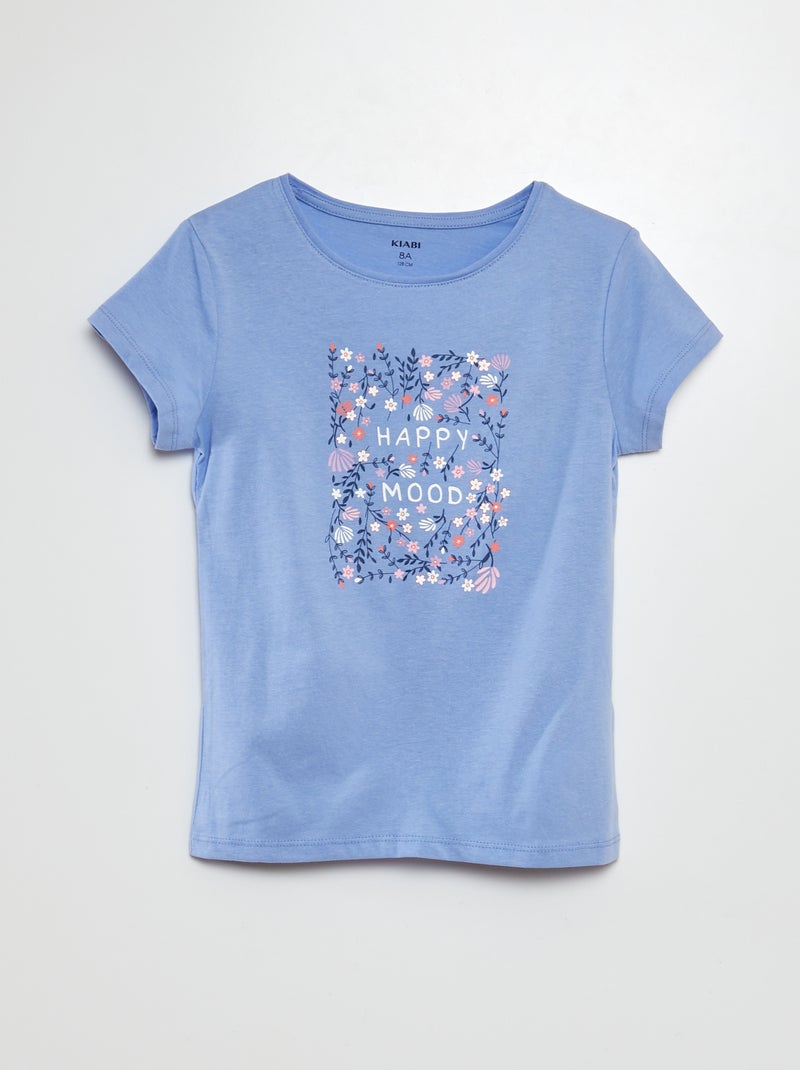 T-shirt manches courtes imprimé Bleu - Kiabi