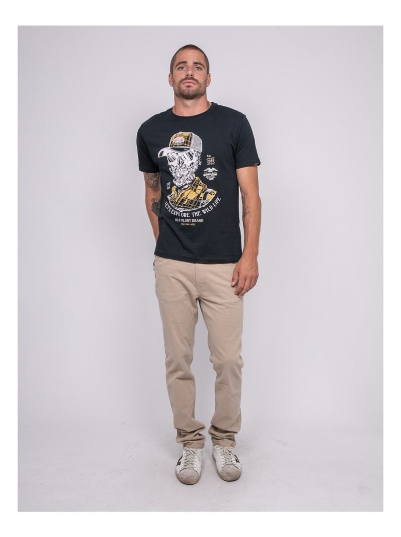 T-shirt manches courtes imprimé jaguar Bleu marine - Kiabi