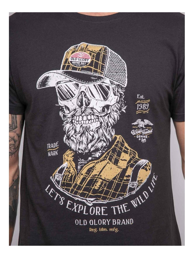 T-shirt manches courtes imprimé jaguar Gris - Kiabi