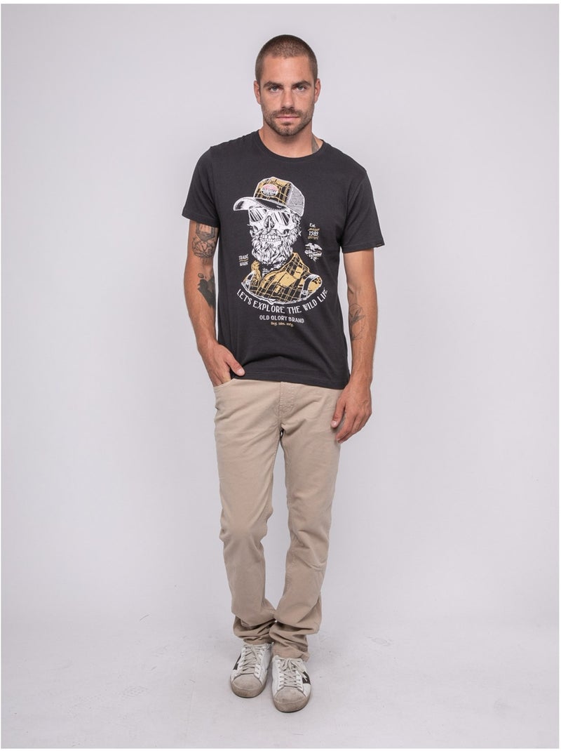 T-shirt manches courtes imprimé jaguar Gris - Kiabi
