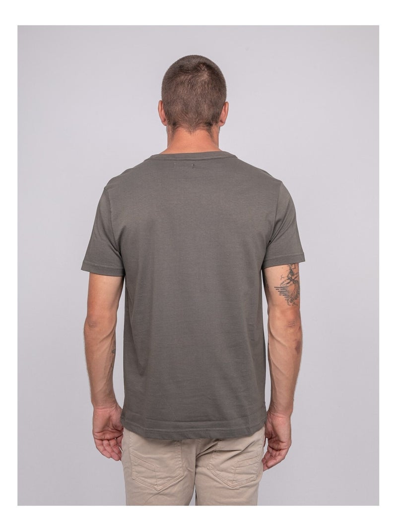 T-shirt manches courtes imprimé jaguar Kaki - Kiabi