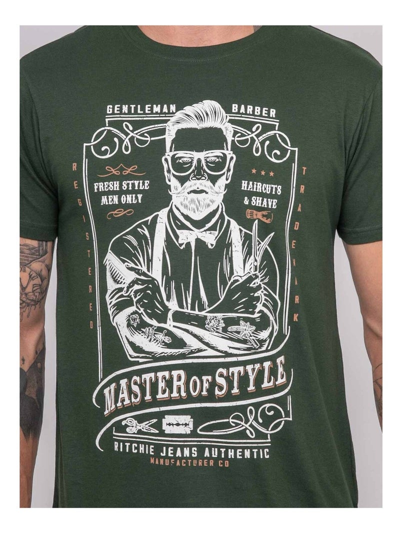 T-shirt manches courtes imprimé jemil Vert - Kiabi