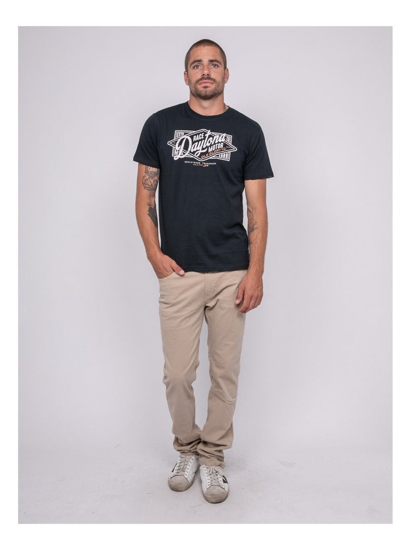 T-shirt manches courtes imprimé jepilogue Bleu marine - Kiabi