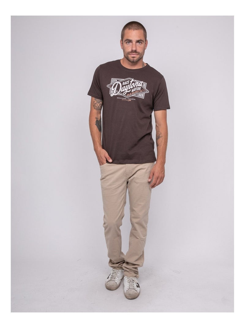 T-shirt manches courtes imprimé jepilogue Marron - Kiabi