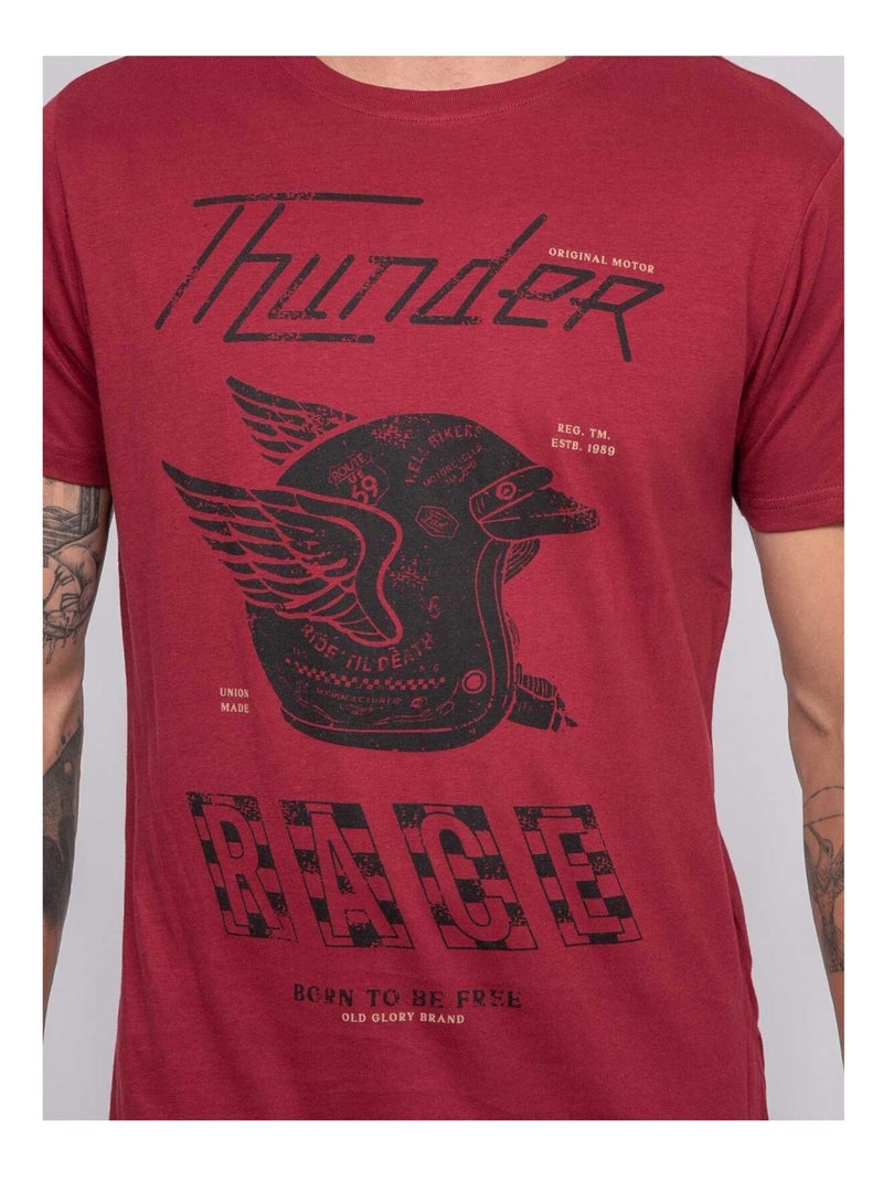 T-shirt manches courtes imprimé joctogone Bordeaux - Kiabi
