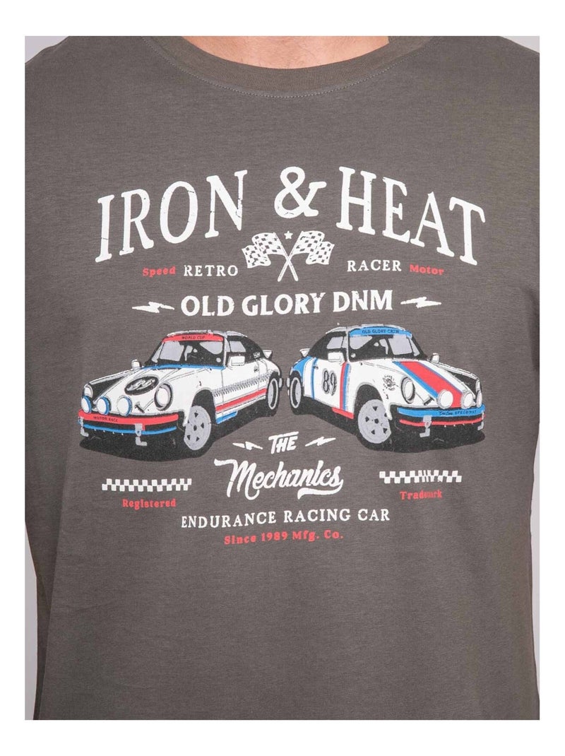 T-shirt manches courtes imprimé jordenis Kaki - Kiabi