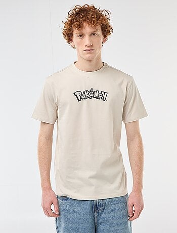 T-shirt manches courtes imprimé 'Pokemon' uni