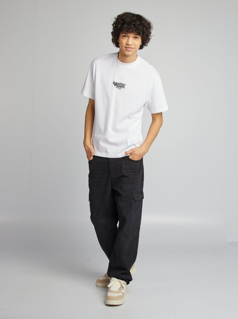 T-shirt manches courtes imprimé recto-verso Blanc - Kiabi