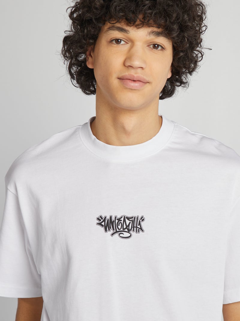 T-shirt manches courtes imprimé recto-verso Blanc - Kiabi