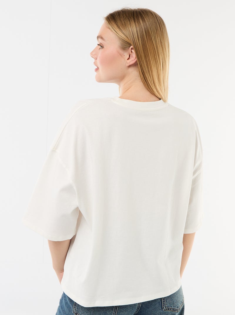 T-shirt manches courtes imprimé recto-verso Blanc - Kiabi