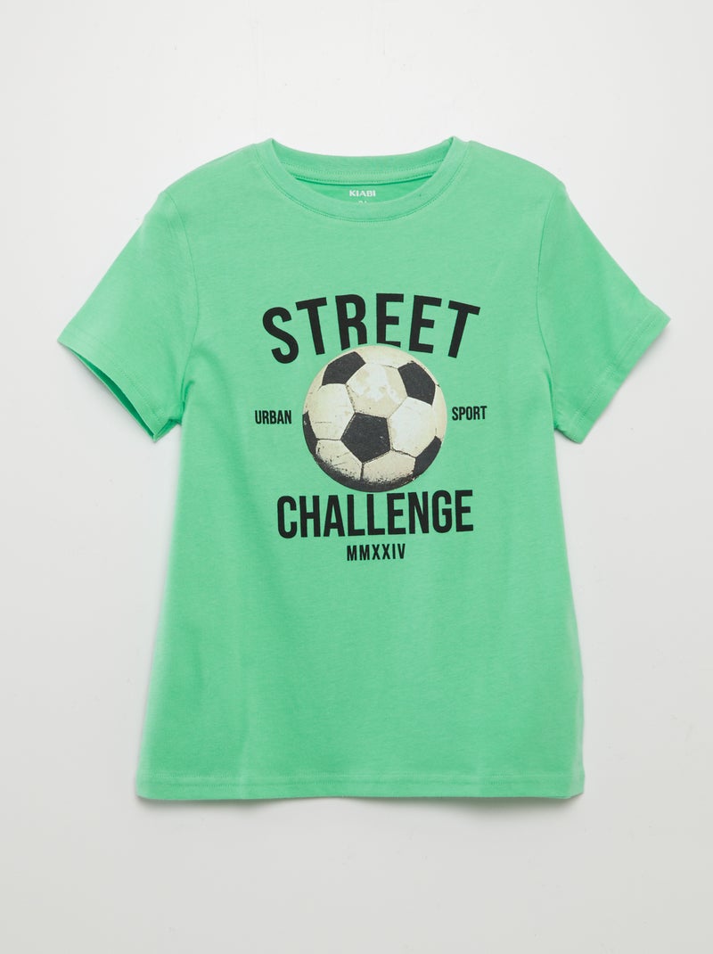 T-shirt manches courtes imprimé Vert - Kiabi