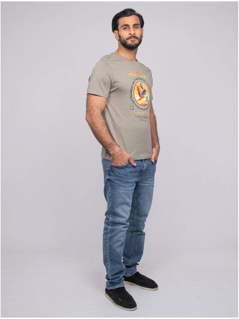 T-shirt manches courtes nalago Kaki - Kiabi