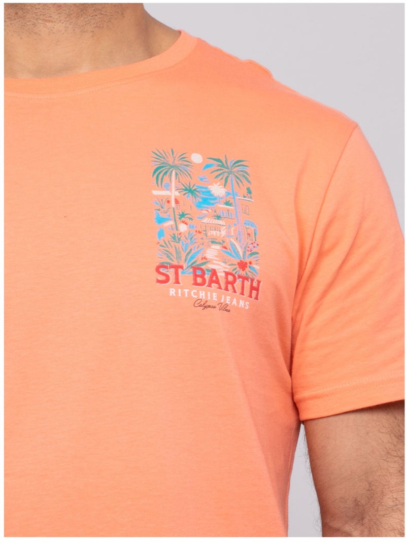 T-shirt manches courtes niframo Orange corail - Kiabi