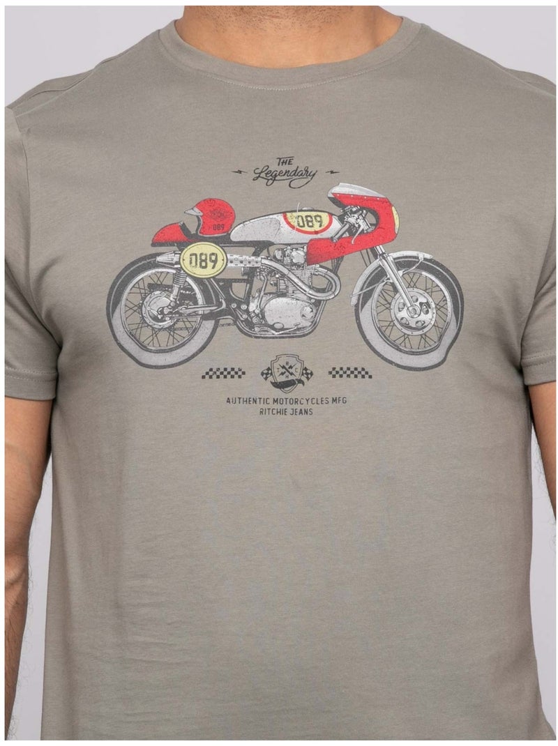 T-shirt manches courtes nitracol Kaki - Kiabi