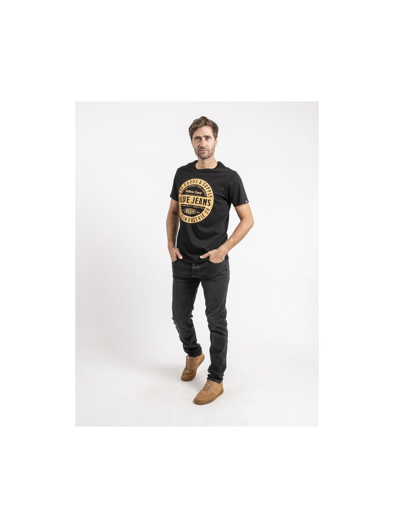 T-shirt manches courtes pur coton jamonix Noir - Kiabi